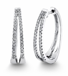 split diamond white gold hoops